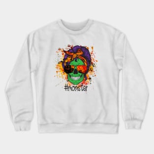 Mom of Mom of Monsters, Halloween Mom Life Skull Crewneck Sweatshirt